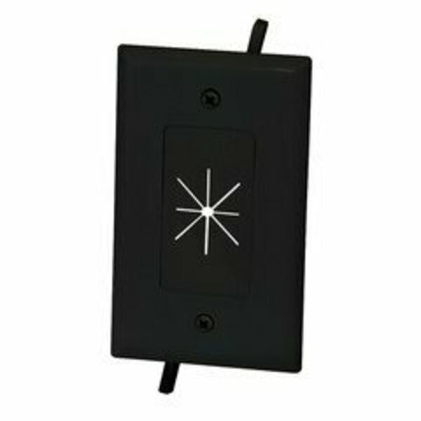 Swe-Tech 3C Easy Mount Series Single Gang Cable Passthrough Wall Plate with Flexible Opening, Black FWT45-0014-BK